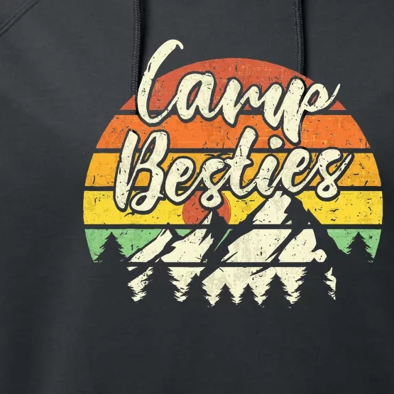 Camp Besties Outdoor Sunset Best Friend Matching Camping Performance Fleece Hoodie