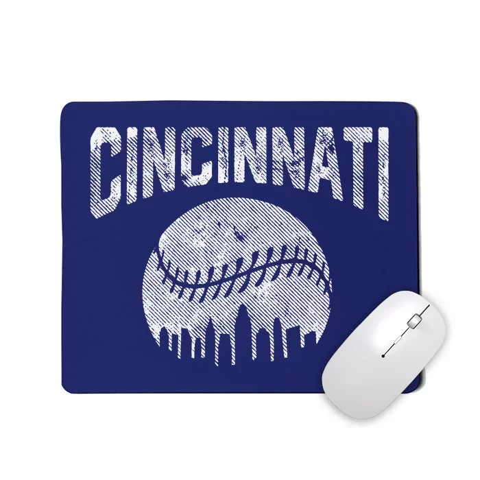 Cincinnati Baseball Ohio Skyline City Vintage Style Mousepad