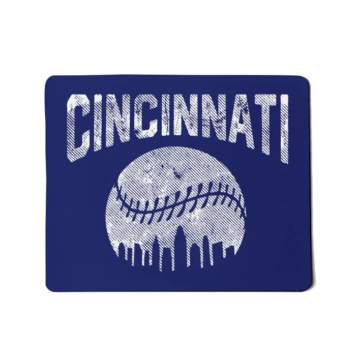 Cincinnati Baseball Ohio Skyline City Vintage Style Mousepad