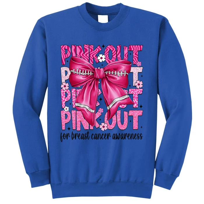 Coquette Bow Out Football Team Breast Cancer Awareness Tall Sweatshirt