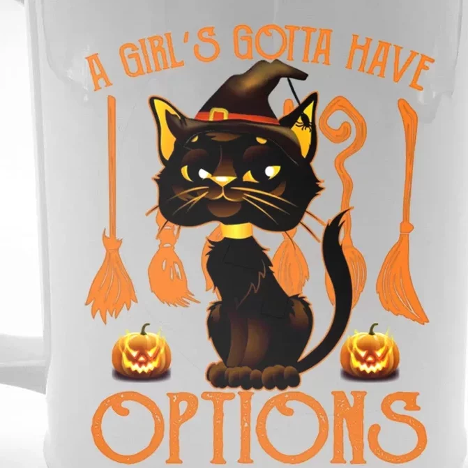 Cat Broom Option A S Gotta Have Options Witch Cat Great Gift Front & Back Beer Stein