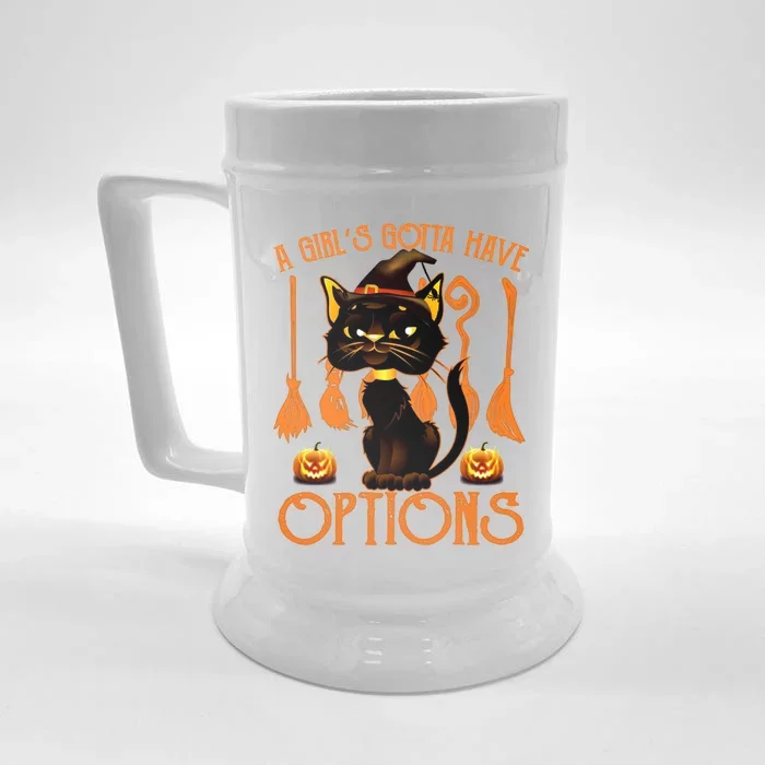 Cat Broom Option A S Gotta Have Options Witch Cat Great Gift Front & Back Beer Stein