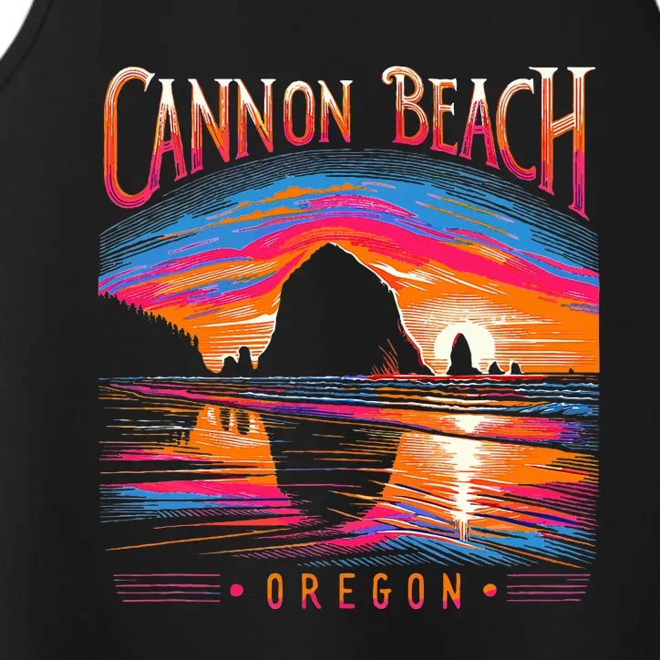 Cannon Beach Oregon Travel Summer Family Vacation Performance Tank