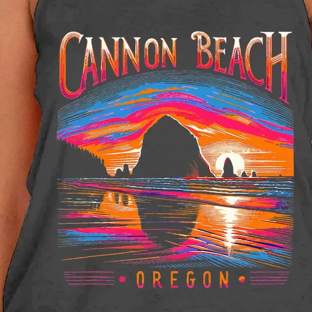 Cannon Beach Oregon Travel Summer Family Vacation Women's Knotted Racerback Tank