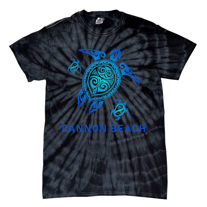 Cannon Beach Oregon Sea Blue Tribal Turtle Tie-Dye T-Shirt