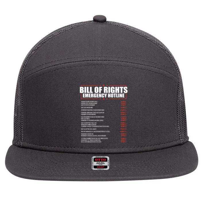 Constitution Bill Of Rights Emergency Hotline Amendment 110 7 Panel Mesh Trucker Snapback Hat