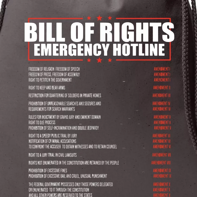 Constitution Bill Of Rights Emergency Hotline Amendment 110 Drawstring Bag