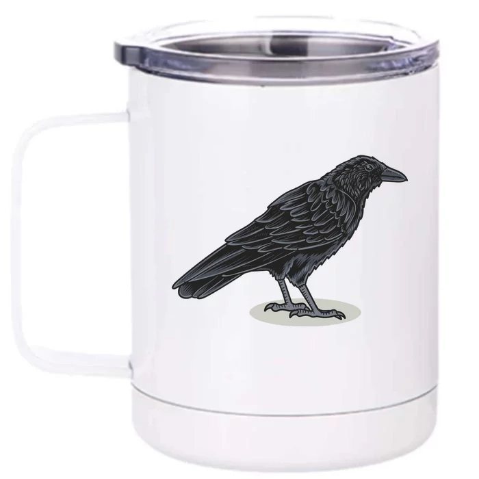 Crow Bird O White Surface Front & Back 12oz Stainless Steel Tumbler Cup