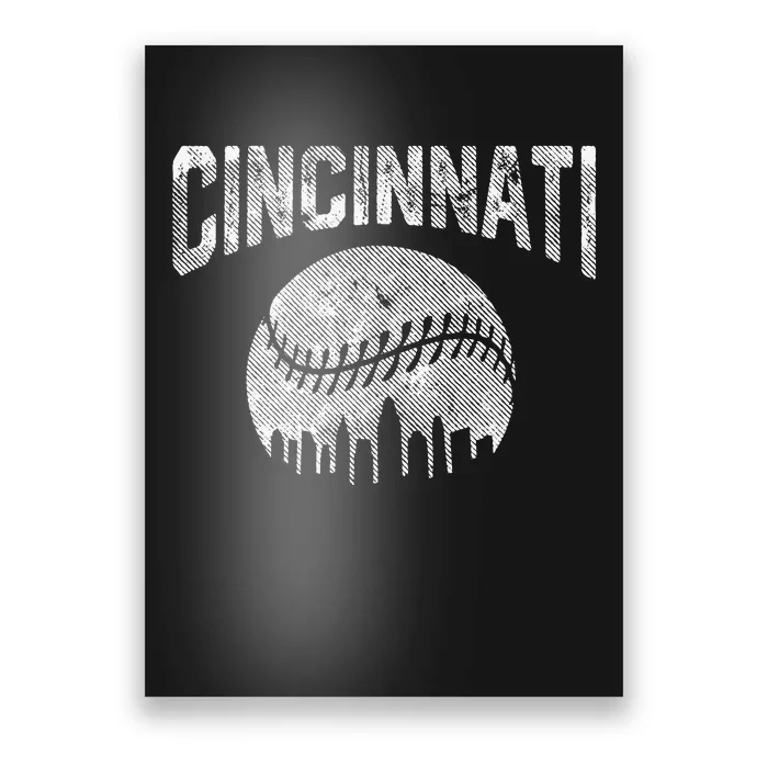 Cincinnati Baseball Ohio Skyline City Vintage Style Poster