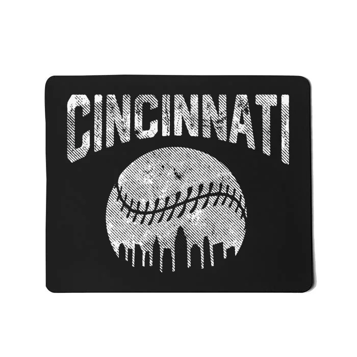 Cincinnati Baseball Ohio Skyline City Vintage Style Mousepad