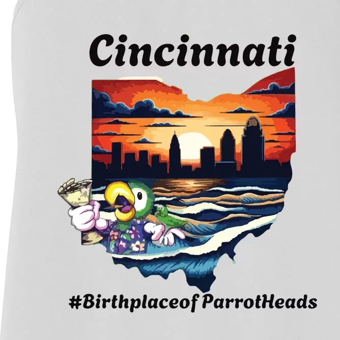 Cincinnati Birthplace Of Parrotheads Women's Racerback Tank