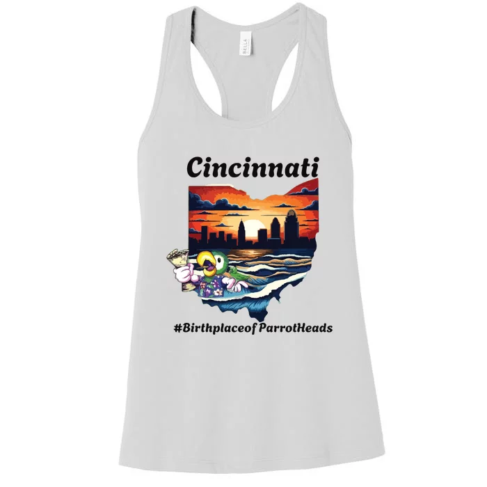 Cincinnati Birthplace Of Parrotheads Women's Racerback Tank