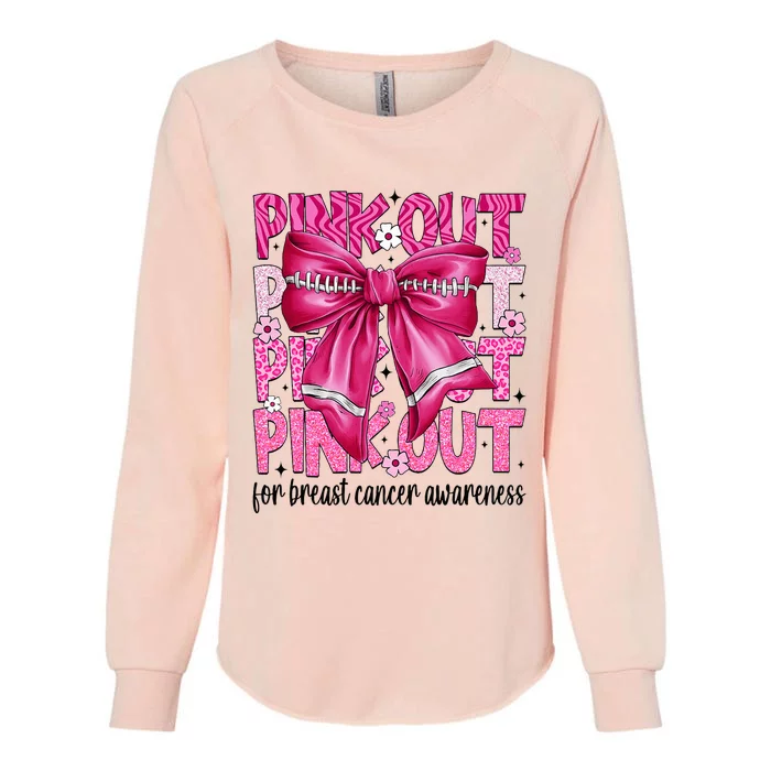 Coquette Bow Out Football Team Breast Cancer Awareness Womens California Wash Sweatshirt