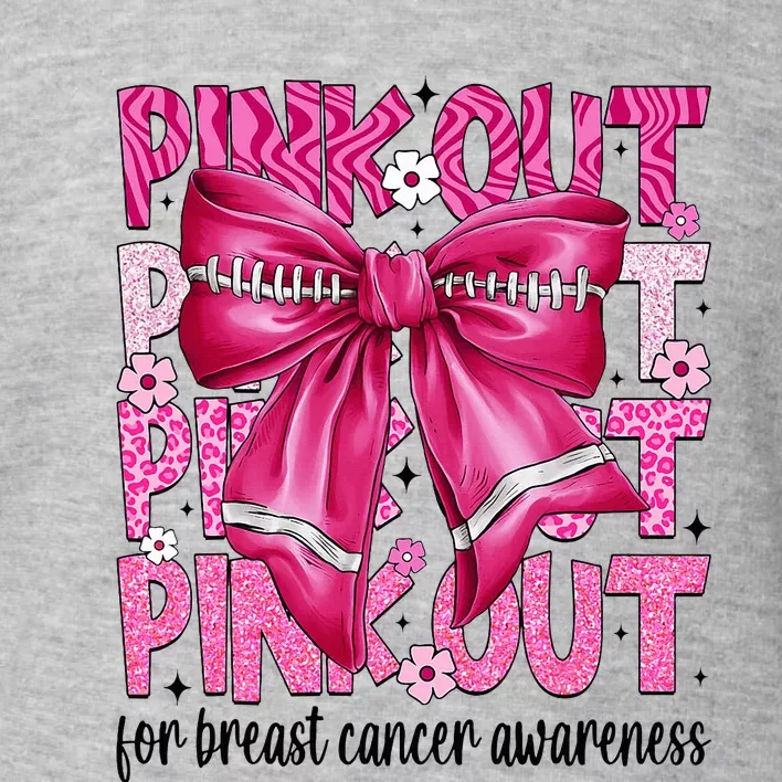 Coquette Bow Out Football Team Breast Cancer Awareness Toddler Sweatshirt