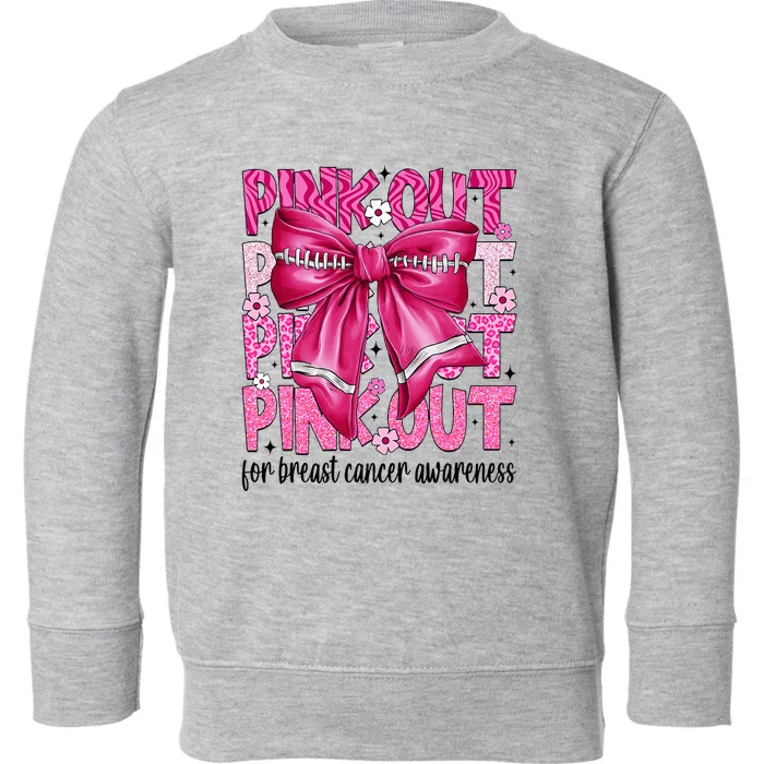 Coquette Bow Out Football Team Breast Cancer Awareness Toddler Sweatshirt