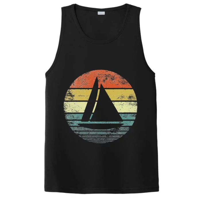 Captains Boat Owners Gifts Funny Retro Sailboat Sailing Ship Performance Tank