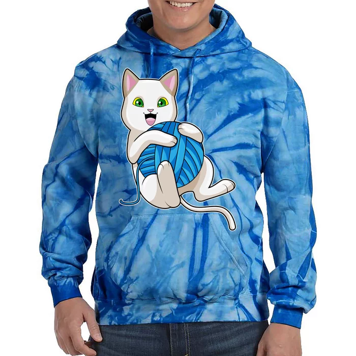 Cat Ball Of Yarn Gift Tie Dye Hoodie