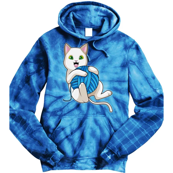 Cat Ball Of Yarn Gift Tie Dye Hoodie