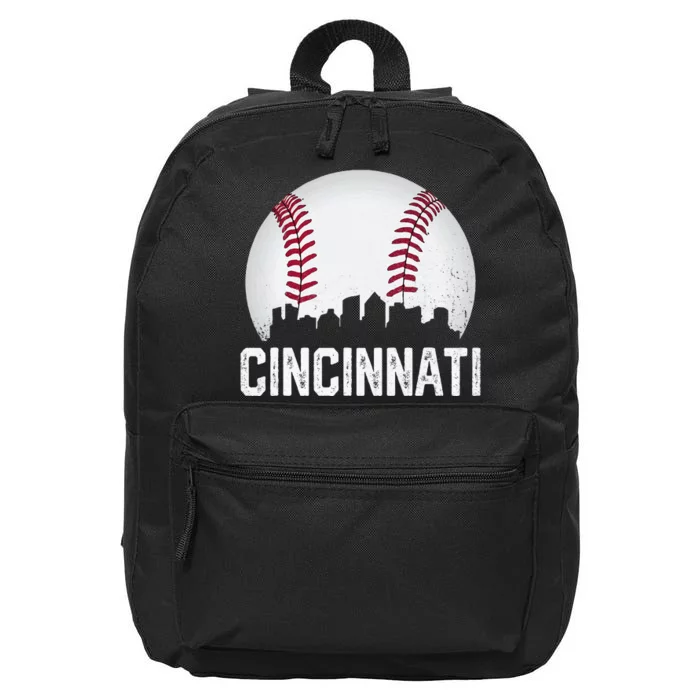 Cincinnati Baseball Ohio Skyline City Vintage Style 16 in Basic Backpack