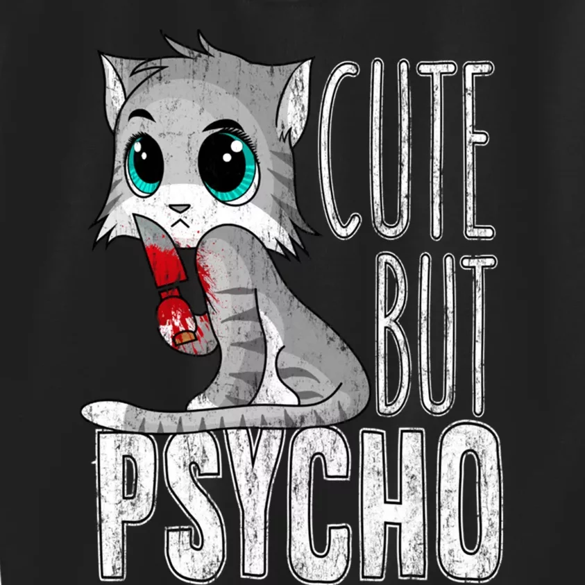 Cute But Psycho Kitty Cat Wife Mom Gift Horror Halloween Kids Sweatshirt