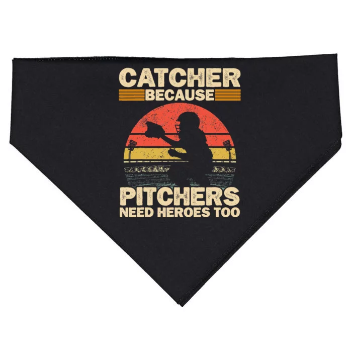 Catcher Because Pitchers Need Heroes Too Baseball USA-Made Doggie Bandana