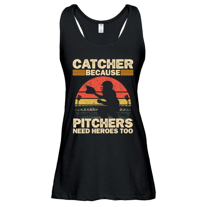 Catcher Because Pitchers Need Heroes Too Baseball Ladies Essential Flowy Tank