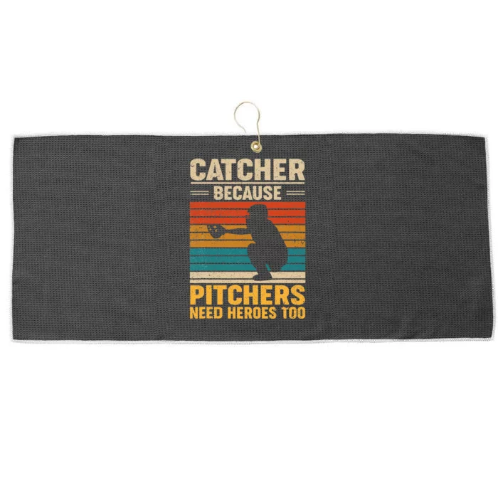 Catcher Because Pitchers Need Heroes Too Baseball Large Microfiber Waffle Golf Towel