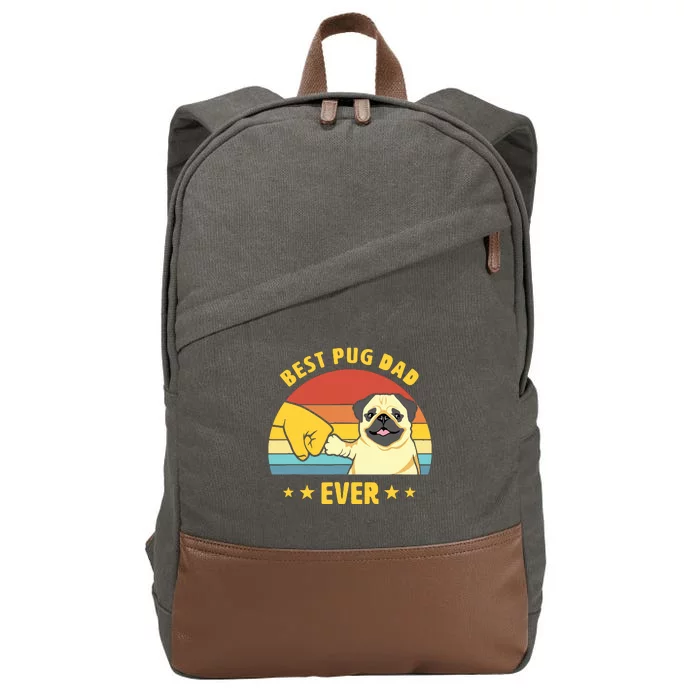 Cute Best Pug Dad Ever Proud Vintage Puppy Lover Pug Retro Cotton Canvas Backpack