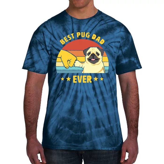 Cute Best Pug Dad Ever Proud Vintage Puppy Lover Pug Retro Tie-Dye T-Shirt