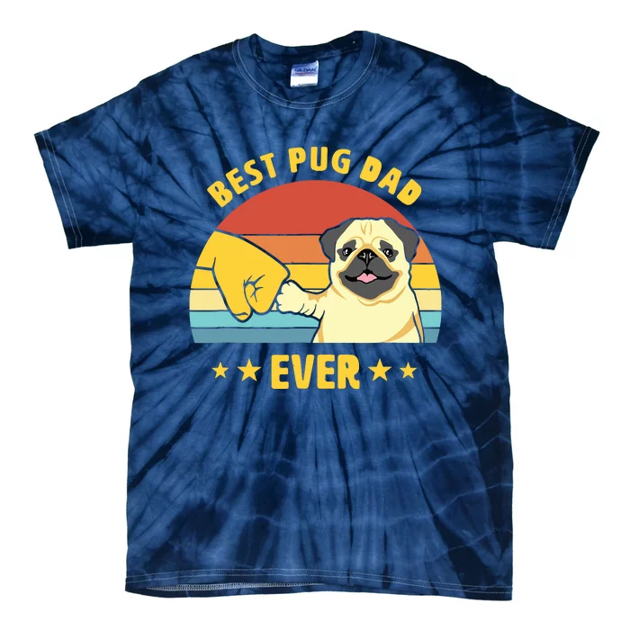 Cute Best Pug Dad Ever Proud Vintage Puppy Lover Pug Retro Tie-Dye T-Shirt