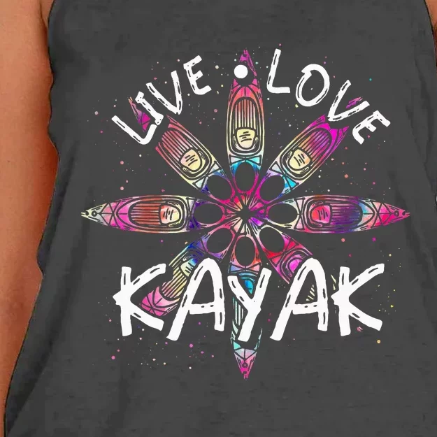 Canoe Boat Paddling Sport Kayaker Live Love Kayak Women's Knotted Racerback Tank