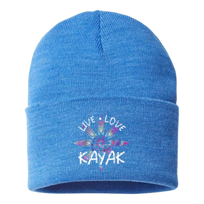 Canoe Boat Paddling Sport Kayaker Live Love Kayak Sustainable Knit Beanie