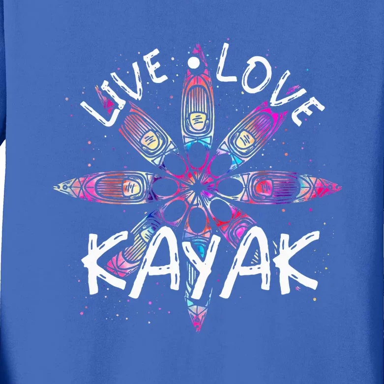 Canoe Boat Paddling Sport Kayaker Live Love Kayak Kids Long Sleeve Shirt