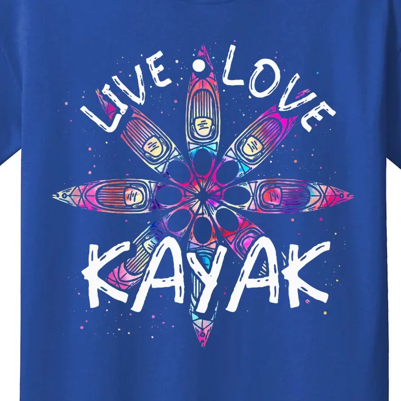 Canoe Boat Paddling Sport Kayaker Live Love Kayak Kids T-Shirt