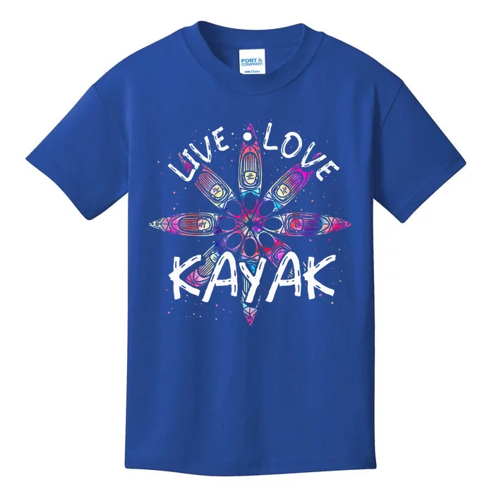 Canoe Boat Paddling Sport Kayaker Live Love Kayak Kids T-Shirt