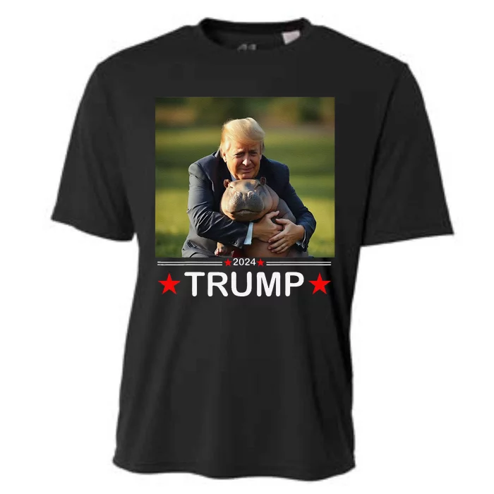 Cute Baby Pygmy Hippo Moo Deng Pets For Trump 2024 Cooling Performance Crew T-Shirt