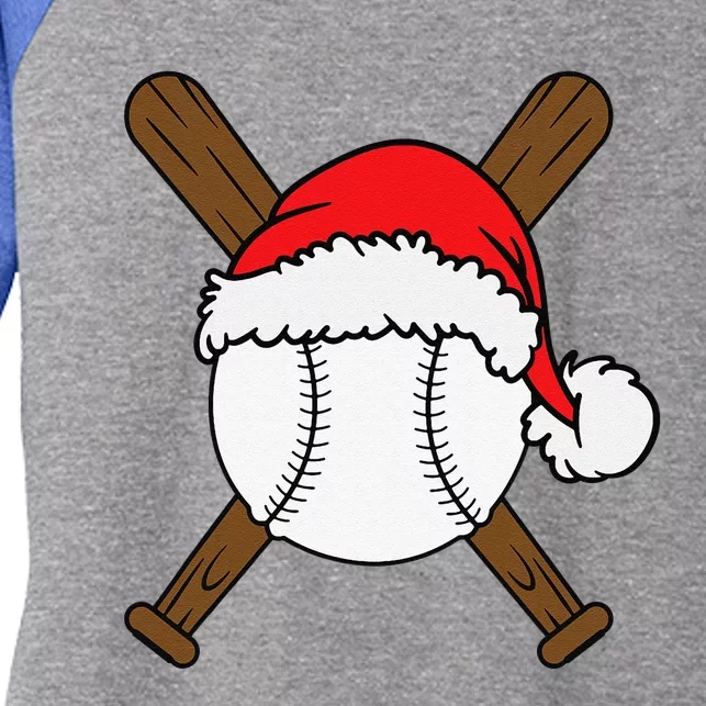 Christmas Baseball Player Santa Sports Design For Funny Women's Tri-Blend 3/4-Sleeve Raglan Shirt