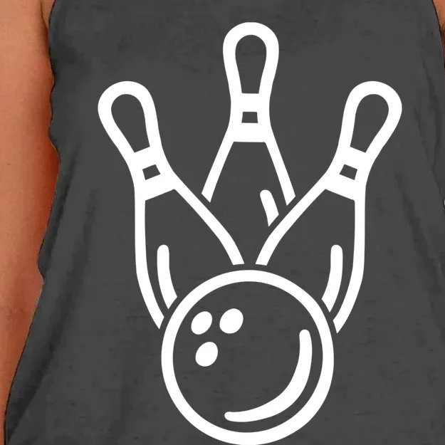 Crossed Bowling Pins And Ball Gift Women's Knotted Racerback Tank