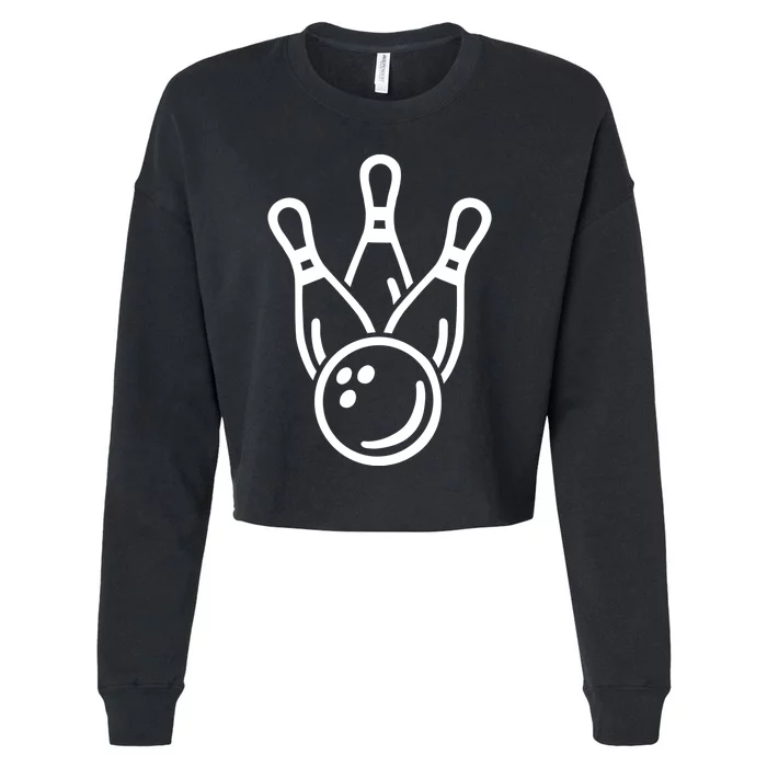 Crossed Bowling Pins And Ball Gift Cropped Pullover Crew