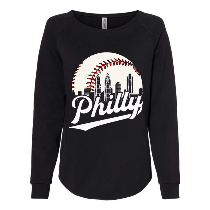 Cityscape Baseball Philadelphia Skyline Retro Vintage Womens California Wash Sweatshirt