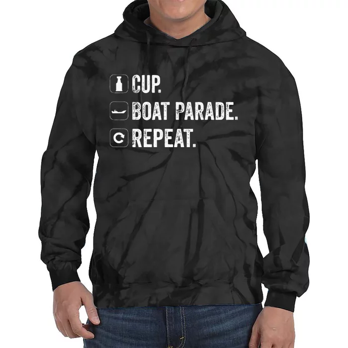 Cup Boat Parade Repeat Hockey Fans Tie Dye Hoodie