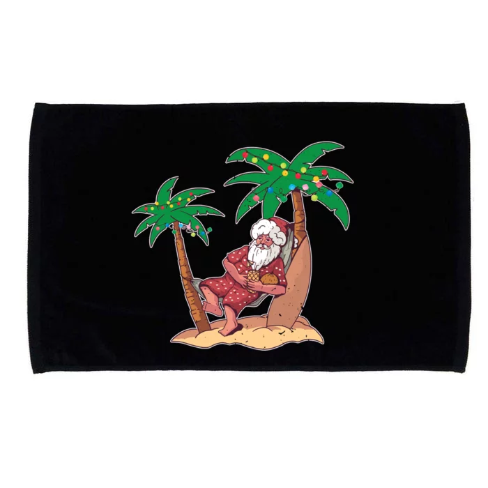 Christmas Beach Palm Tree With Xmas Lights Tropical Santa Cute Gift Microfiber Hand Towel