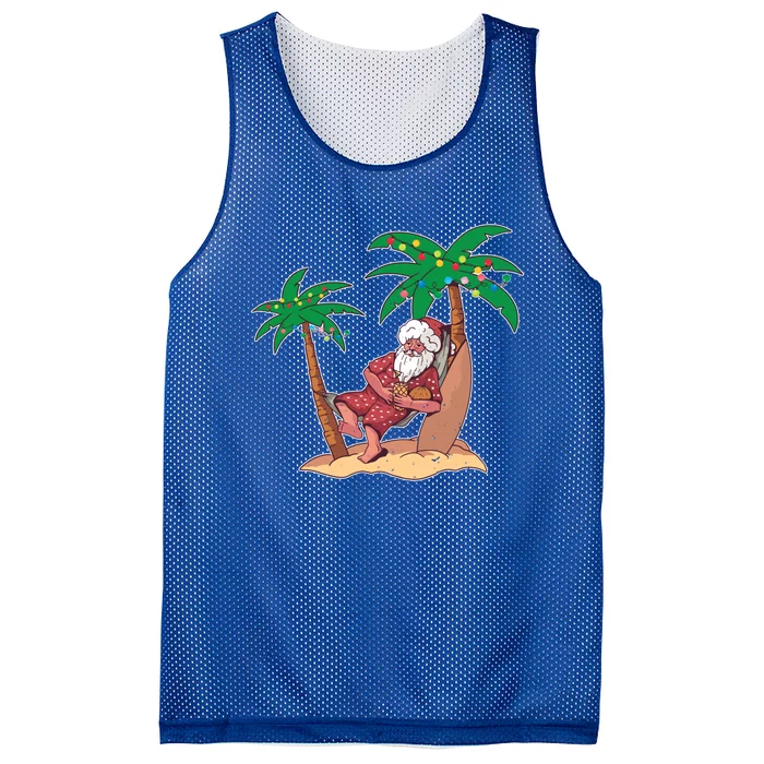 Christmas Beach Palm Tree With Xmas Lights Tropical Santa Cute Gift Mesh Reversible Basketball Jersey Tank