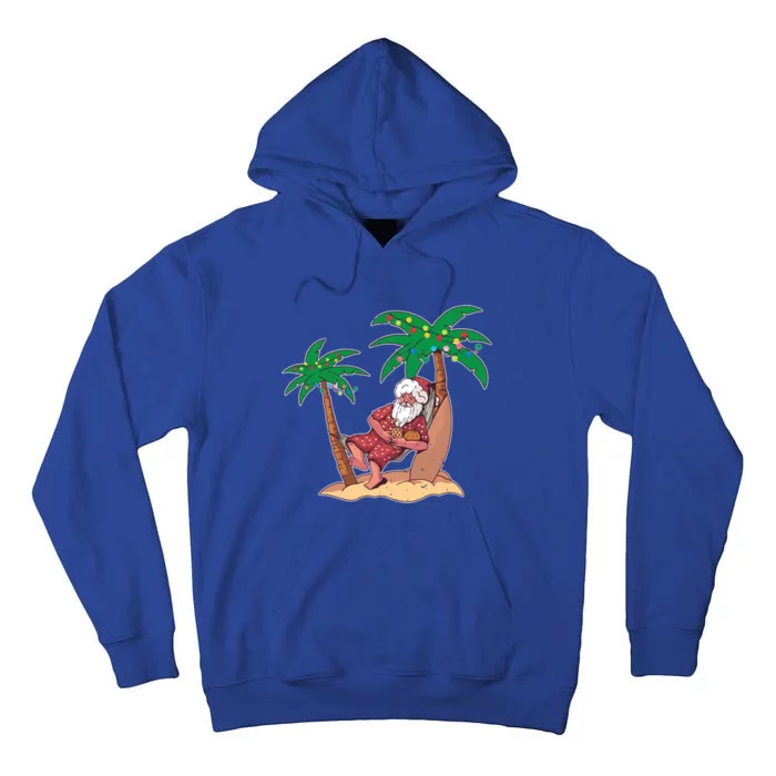 Christmas Beach Palm Tree With Xmas Lights Tropical Santa Cute Gift Tall Hoodie