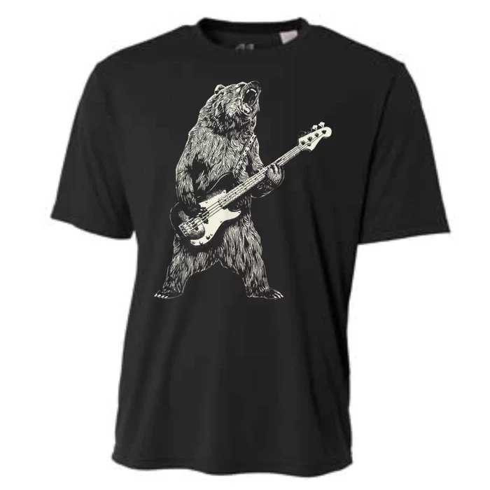 Cute Bear Playing Guitar Gift Guitar Lover Cooling Performance Crew T-Shirt