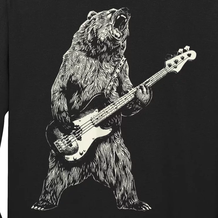 Cute Bear Playing Guitar Gift Guitar Lover Tall Long Sleeve T-Shirt