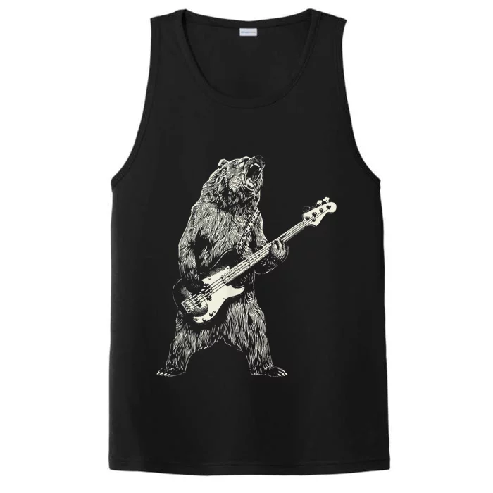 Cute Bear Playing Guitar Gift Guitar Lover Performance Tank