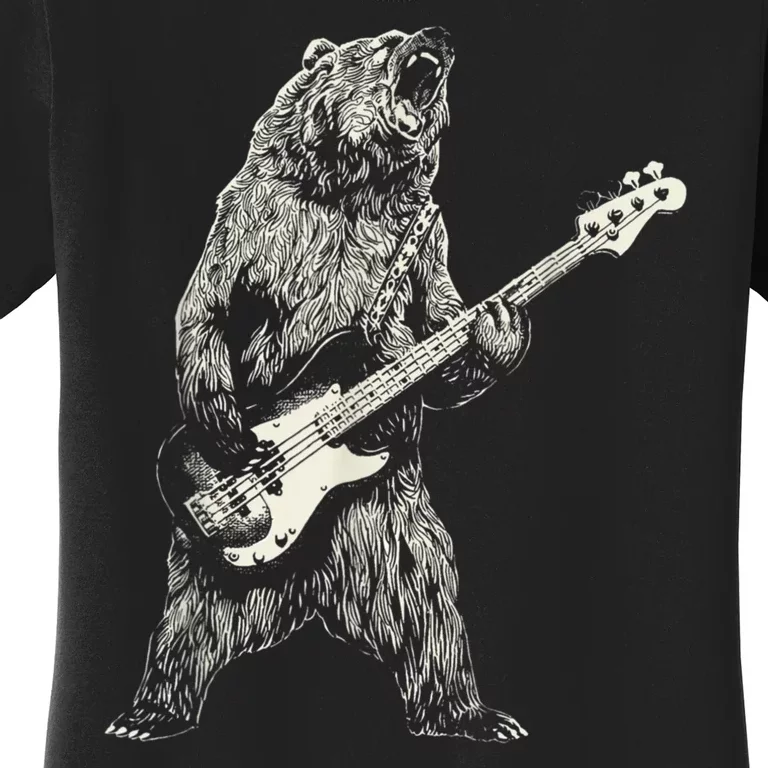 Cute Bear Playing Guitar Gift Guitar Lover Women's T-Shirt