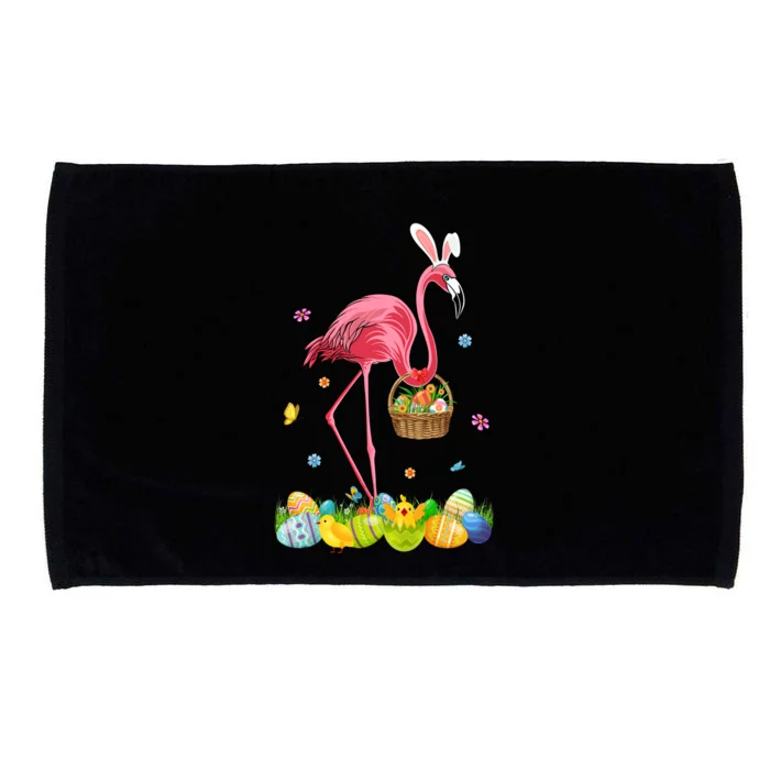 Cute Bunny Pink Flamingo Easter Eggs Easter Day Gift Microfiber Hand Towel