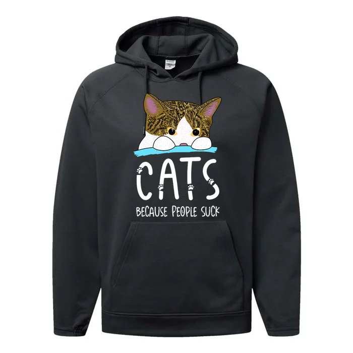 Cats Because People Suck Performance Fleece Hoodie